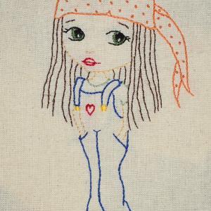 Girl In Dungarees, Hand Embroidery Pdf Pattern